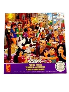 CEACO FACES FUNNY 550 puzzle complete preowned good condition restaurant friends